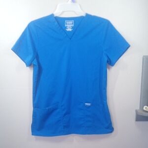 Cherokee Workwear Vibrant Blue V-Neck Scrub Top Size Medium